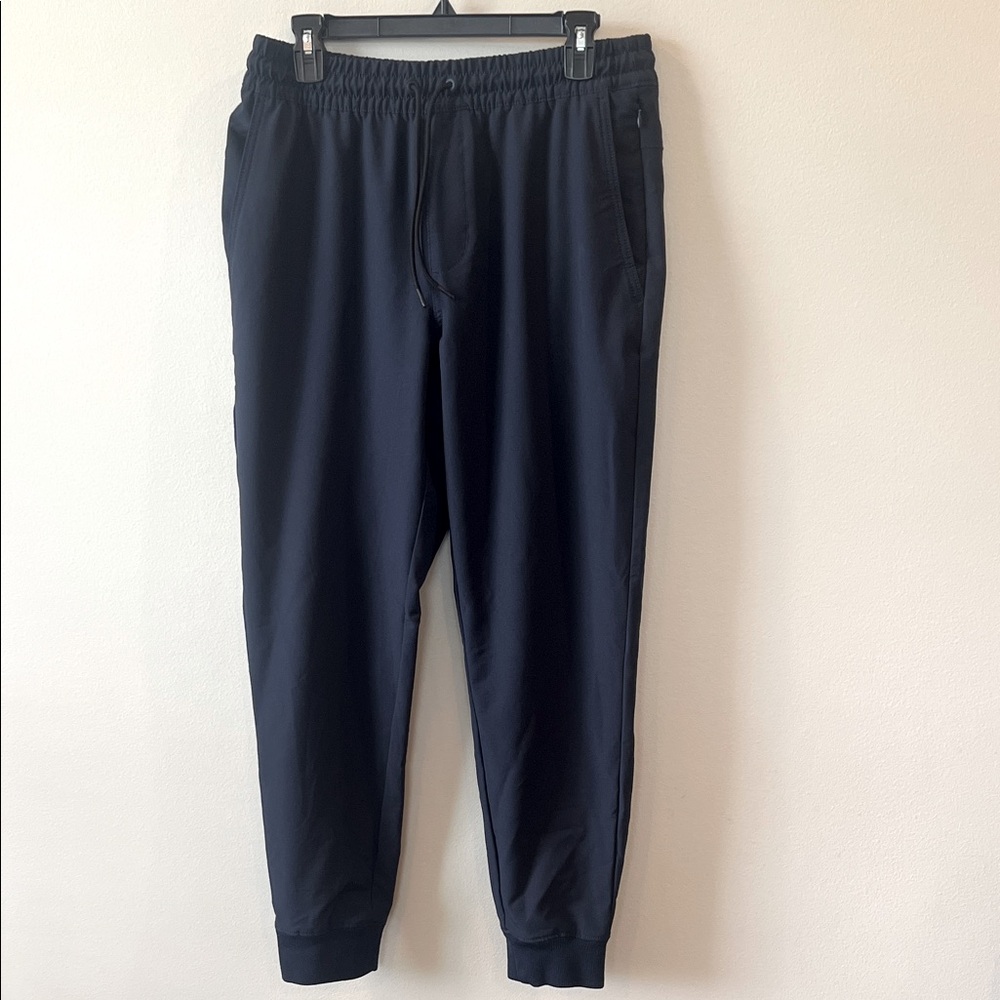 Old Navy Stretchtech Athletic Pants Men’s M Navy Blue Pockets Elastic Lined EUC